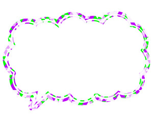 ステンドグラス風吹き出し　三角形模様　細長い雲形