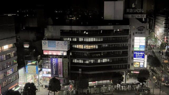 Night in Tokyo : Panoramic View of the Popular Liveable Area in front of the Station at Night | Kichijoji Station Area, Tokyo, Japan