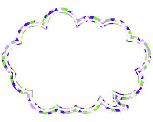 ステンドグラス風吹き出し　三角形模様　丸みのある雲形