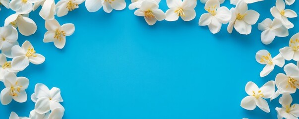 Delicate white flowers arranged on a vibrant backdrop.