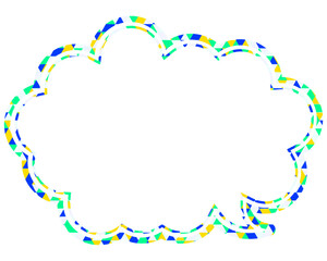 ステンドグラス風吹き出し　三角形模様　丸みのある雲形