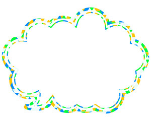 ステンドグラス風吹き出し　三角形模様　丸みのある雲形