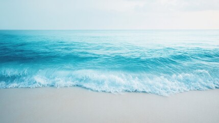 Fototapeta premium close-up of gentle ocean wave meeting shore embodying tranquility and minimalistic design