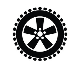 Obraz premium Car Tire Icon Vector Silhouette of Black Automotive Wheel for Logo or Design Use.