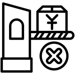 Custom Check mini illustration black outline icon, use for trade wars, economy, business, finance, economic competition, UI, UX kit, app and web development, digital or print.