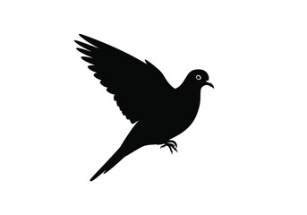 Obraz premium Mourning dove silhouette. This image shows a black silhouette of a mourning dove, also known as a pigeon, with detailed wings and a graceful flight posture. Vector clipart illustration design.