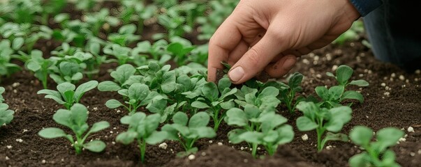 Cultivating young plants in fertile soil.