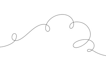 Abstract continuous endless line with curls, curves on a white background, vector illustration. Modern minimalistic background with space for text. Graphic element for banner, design, label