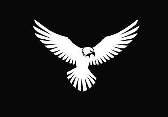 Obraz premium White eagle silhouette. This image shows a white eagle silhouette with wings spread wide, symbolizing freedom and strength. Vector clipart illustration design.