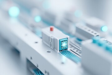 Fototapeta premium futuristic 3d illustration depicting intricate electrical installation work with vibrant wiring and circuits showcasing