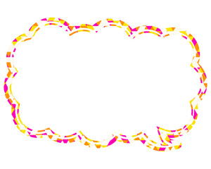 ステンドグラス風吹き出し　三角形模様　細長い雲形