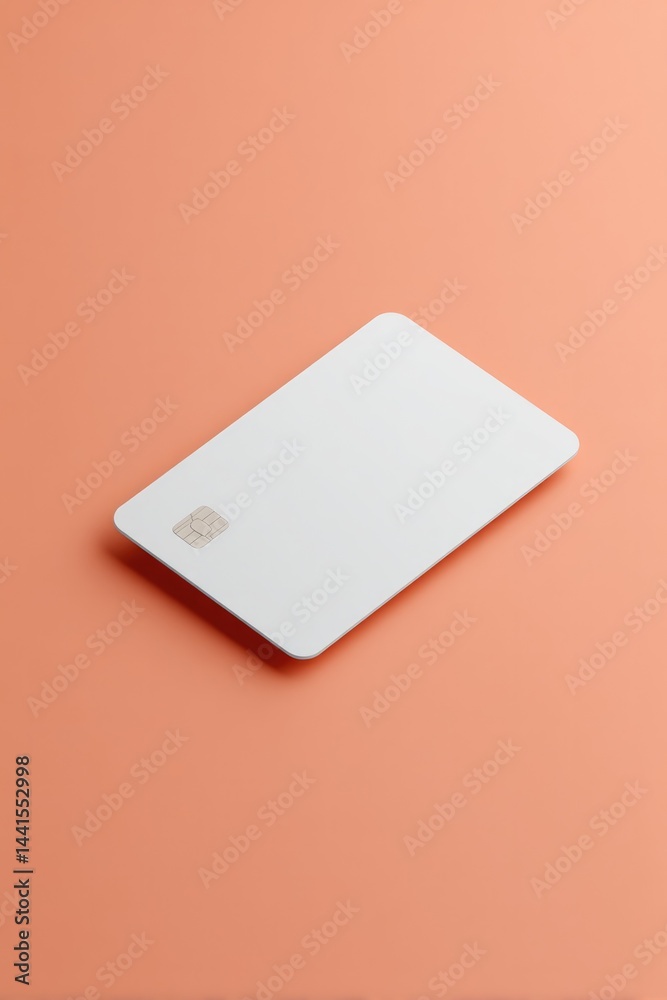 Poster minimalistic depiction of credit card placed on smooth solid color background with ample copy space