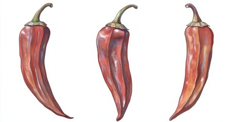 Three red chili peppers