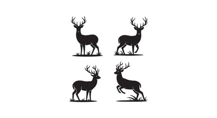 Deer Silhouettes – Stag, Fawn, and Doe Wildlife Art Designs