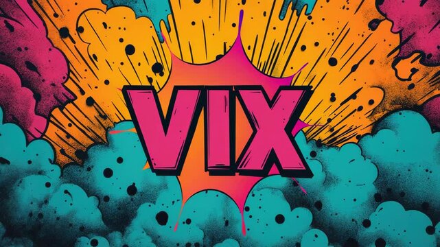 The word "VIX" in the center of the image with a background of trade war and economic warfare, representing the fear index and extreme stock market volatility.