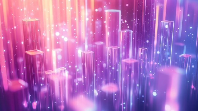 Abstract city of glowing, translucent skyscrapers