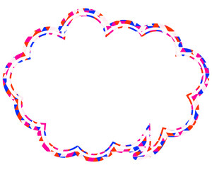 ステンドグラス風吹き出し　三角形模様　丸みのある雲形