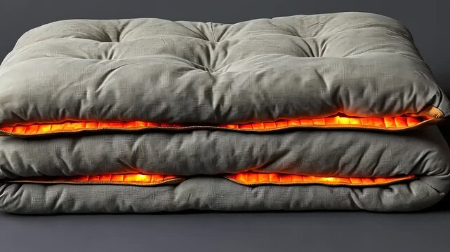 Illuminated Comfort: A Stack of Soft Cushions with a Warm, Internal Glow