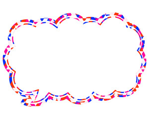 ステンドグラス風吹き出し　三角形模様　細長い雲形