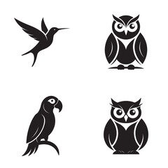 Bird Silhouette Icon Set Minimal Vector Collection