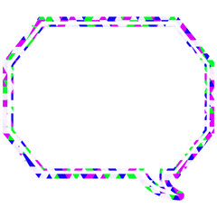 ステンドグラス風吹き出し　三角形模様　角のある八角形