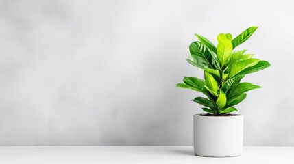 Minimalist indoor plant in a white pot