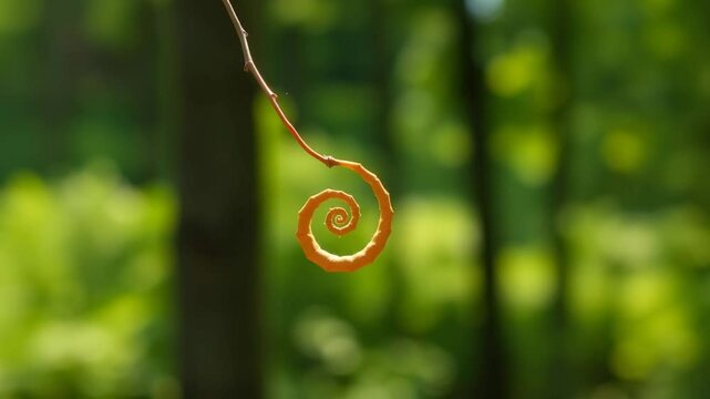 a small orange object hanging from a tree branch