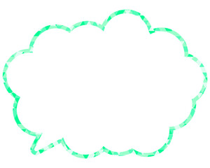 ステンドグラス風吹き出し　三角形模様　丸みのある雲形