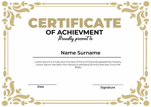 Premium Certificate with vintage ornaments Editable Vector Template