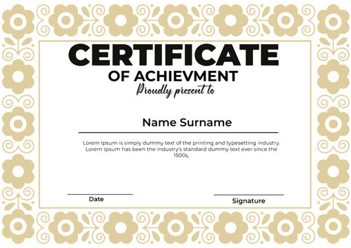 Premium Certificate with vintage ornaments Editable Vector Template