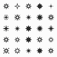 Bold Flat Silhouette Sparkle & Starburst Icon Set (24 Icons)