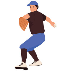 Baseball Pose Illustration. Vector illustration of Pitcher Windup Pose. Isolated on background
