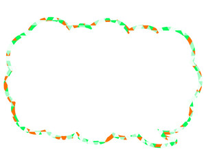 ステンドグラス風吹き出し　三角形模様　細長い雲形