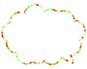 ステンドグラス風吹き出し　三角形模様　丸みのある雲形