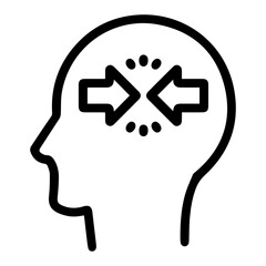 Conflicting thoughts in mind (outline style). Opposing ideas, clashing concepts, mental disagreement, internal conflict, contrasting notions, divergent thinking, opposing viewpoints