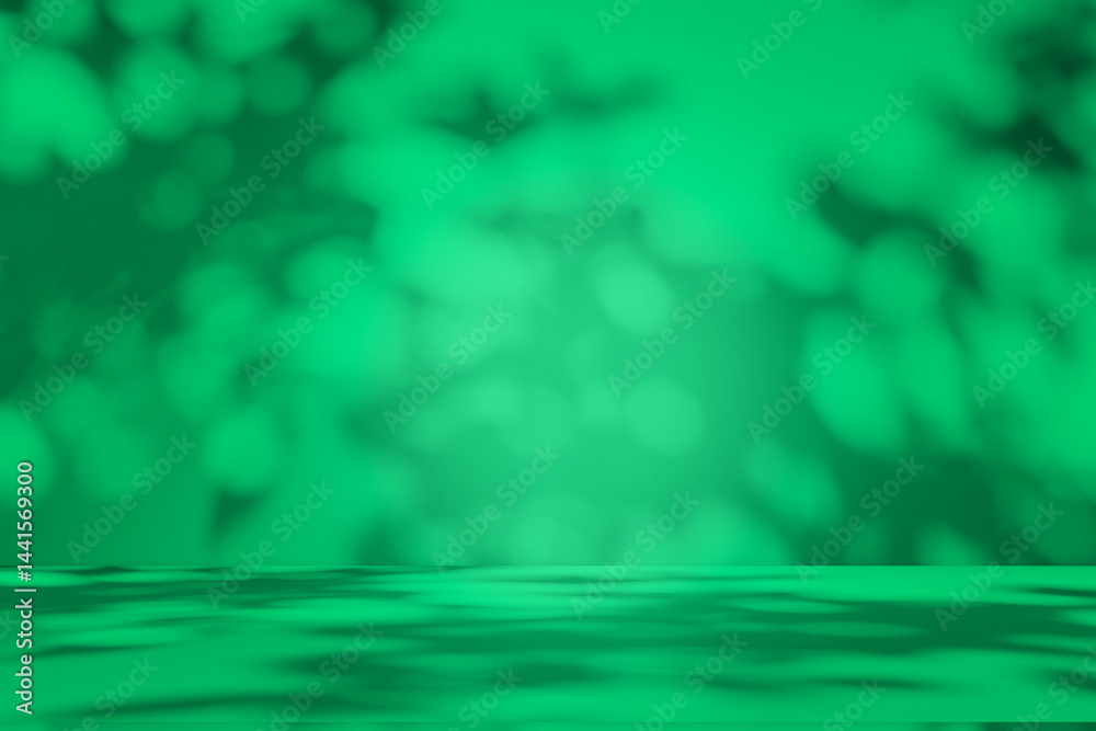 Poster wall interior background, studio and backdrops show products. with leaf shadow from window color gre