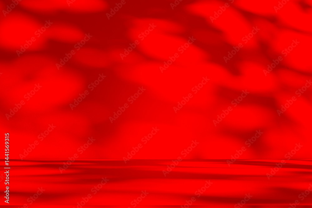 Aufkleber Wall interior background, studio and backdrops show products.with shadow from window color Red background for text insertion and presentation product	