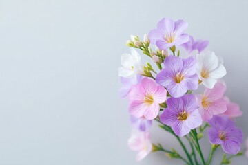 Fototapeta premium delicate arrangement of pastel flowers sits elegantly on clean white background
