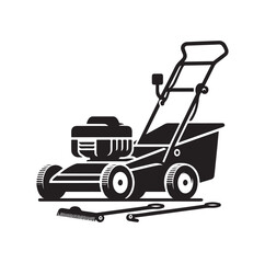 mowing Machine silhouette vector illustration