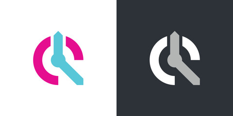 letter c clock icon logo template design