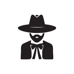 Cowboy Silhouette with Hat and Beard Icon