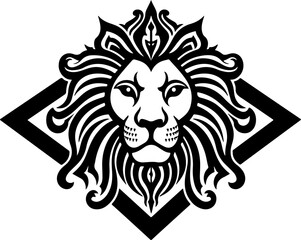 Obraz premium Majestic Lion Head Stencil Tattoos design