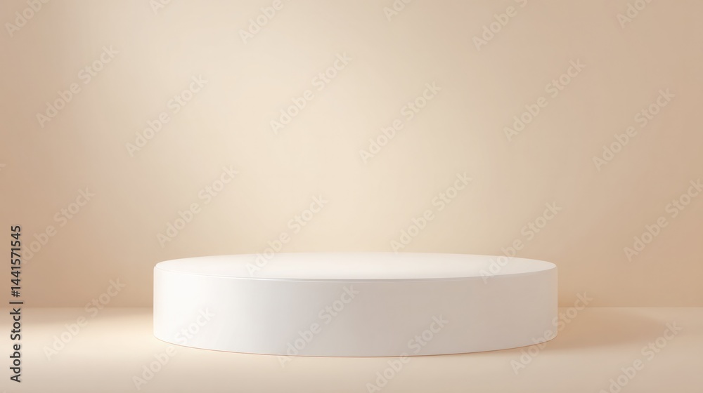 Poster minimalistic empty food podium is centered with abundant copy space highlighting its clean design