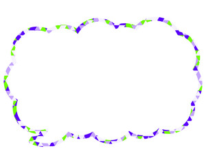 ステンドグラス風吹き出し　三角形模様　細長い雲形