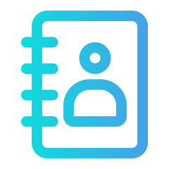 A minimalist icon representing an address book for digital contact management applications.