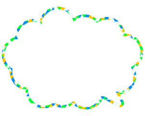 ステンドグラス風吹き出し　三角形模様　丸みのある雲形