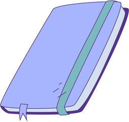 Cartoon Notebook with Green Band and Bookmark