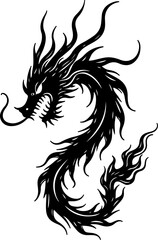 Naklejka premium Flaming Dragon Tattoo's Design vector