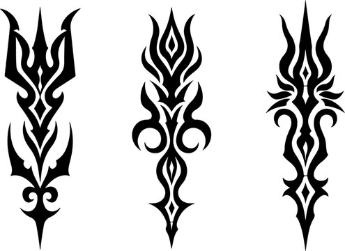 Vertical Tribal Flame Tattoo Designs vector