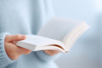 close-up of person holding open book handwritten notes in margins